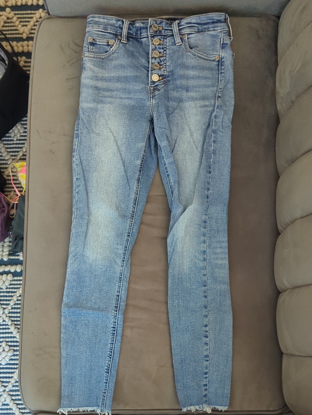 Lucky Brand Light Blue High-Rise Skinny Jeans with Button Fly